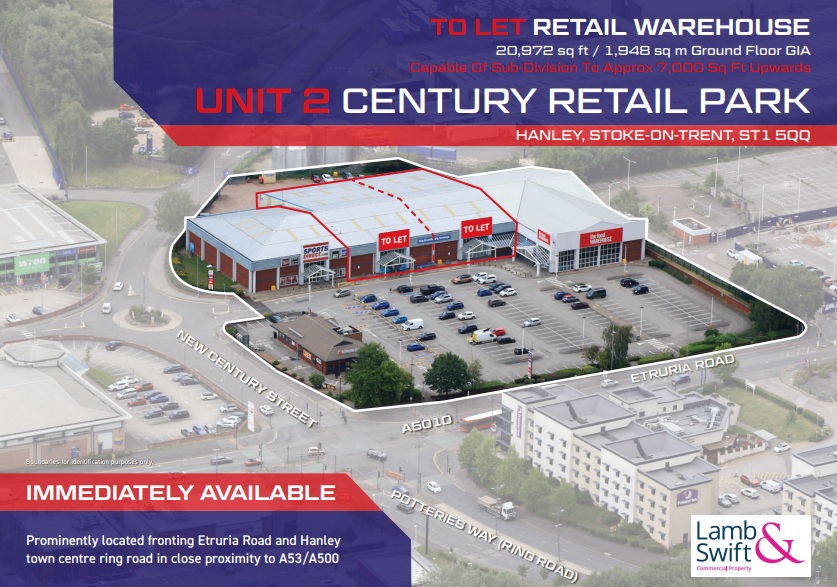 UNIT 2, CENTURY RETAIL PARK, ETRURIA ROAD, HANLEY, STOKE-ON-TRENT, STAFFORDSHIRE, ST1 5QQ